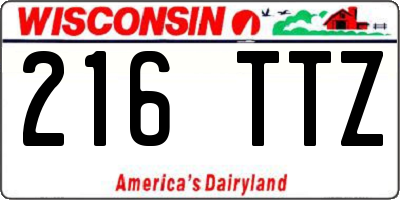 WI license plate 216TTZ
