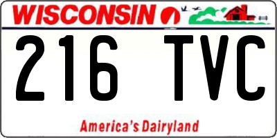 WI license plate 216TVC
