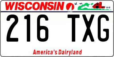 WI license plate 216TXG