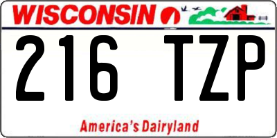 WI license plate 216TZP