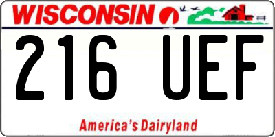 WI license plate 216UEF