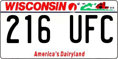 WI license plate 216UFC