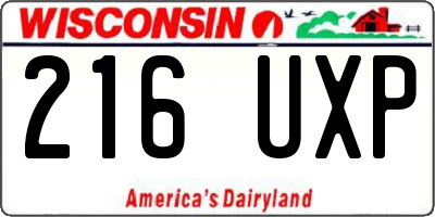 WI license plate 216UXP