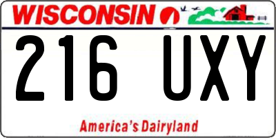 WI license plate 216UXY