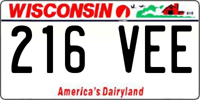WI license plate 216VEE