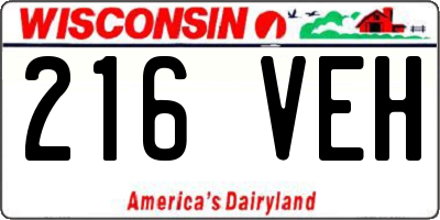 WI license plate 216VEH