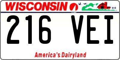 WI license plate 216VEI
