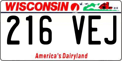 WI license plate 216VEJ