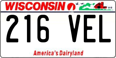 WI license plate 216VEL