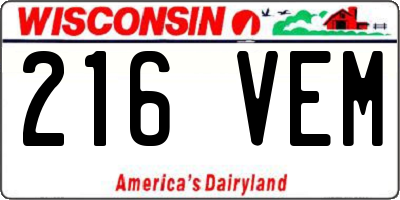WI license plate 216VEM