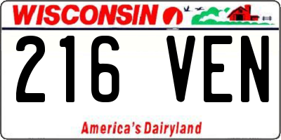 WI license plate 216VEN