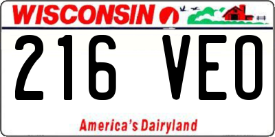 WI license plate 216VEO