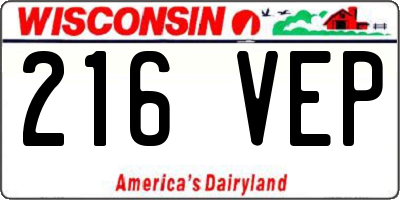 WI license plate 216VEP