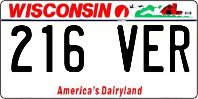 WI license plate 216VER