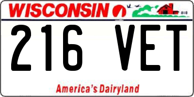 WI license plate 216VET