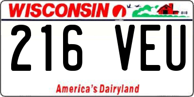 WI license plate 216VEU