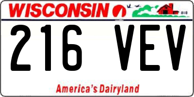 WI license plate 216VEV