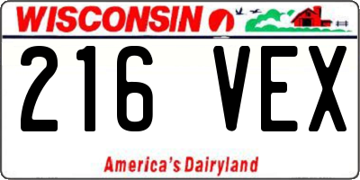 WI license plate 216VEX
