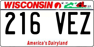 WI license plate 216VEZ
