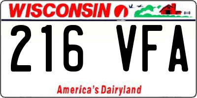 WI license plate 216VFA
