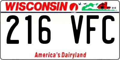 WI license plate 216VFC