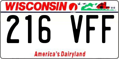 WI license plate 216VFF