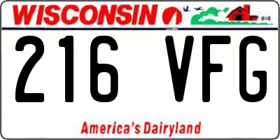 WI license plate 216VFG
