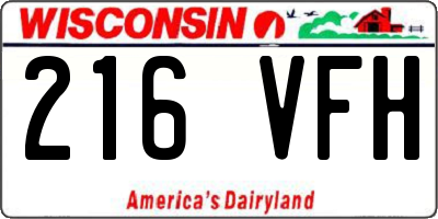 WI license plate 216VFH