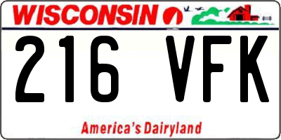 WI license plate 216VFK