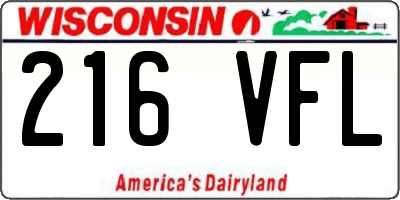 WI license plate 216VFL