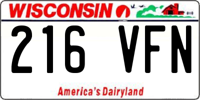 WI license plate 216VFN