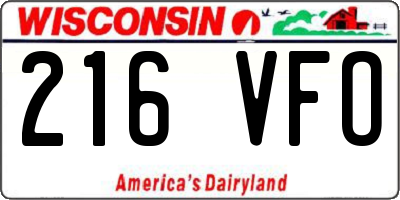 WI license plate 216VFO