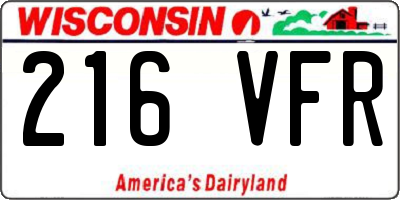 WI license plate 216VFR
