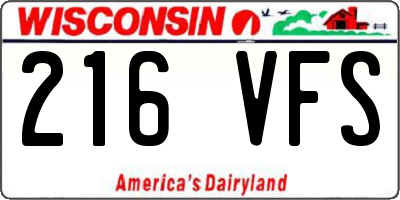 WI license plate 216VFS