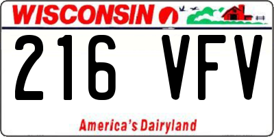 WI license plate 216VFV