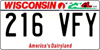 WI license plate 216VFY
