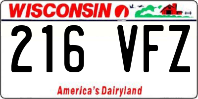 WI license plate 216VFZ
