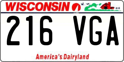 WI license plate 216VGA