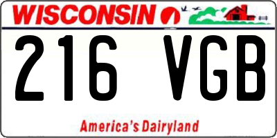 WI license plate 216VGB