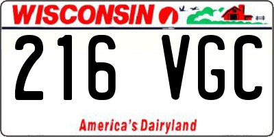WI license plate 216VGC