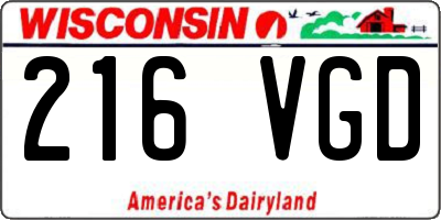 WI license plate 216VGD