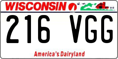 WI license plate 216VGG