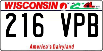 WI license plate 216VPB