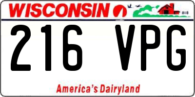 WI license plate 216VPG