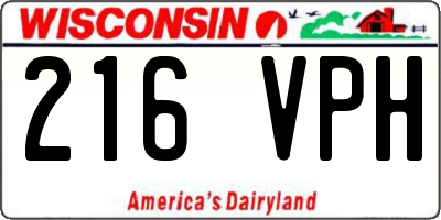WI license plate 216VPH