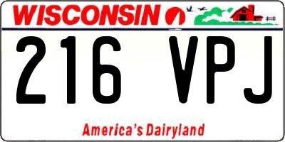 WI license plate 216VPJ