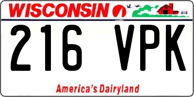 WI license plate 216VPK