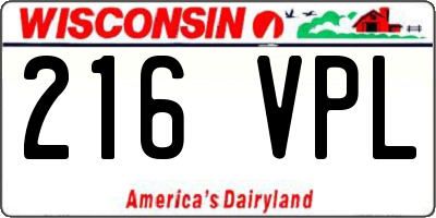 WI license plate 216VPL