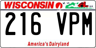 WI license plate 216VPM