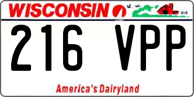 WI license plate 216VPP